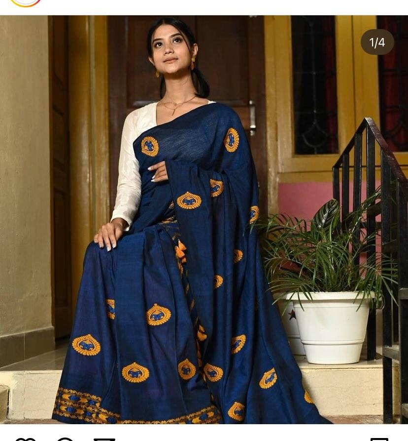 Navy blue mekhela sador top